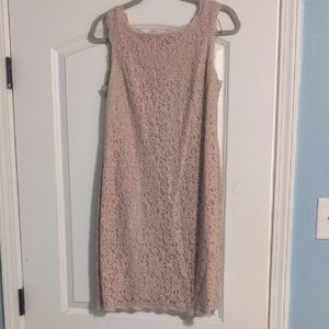 Elegant Lace Sleeveless Dress - Nude